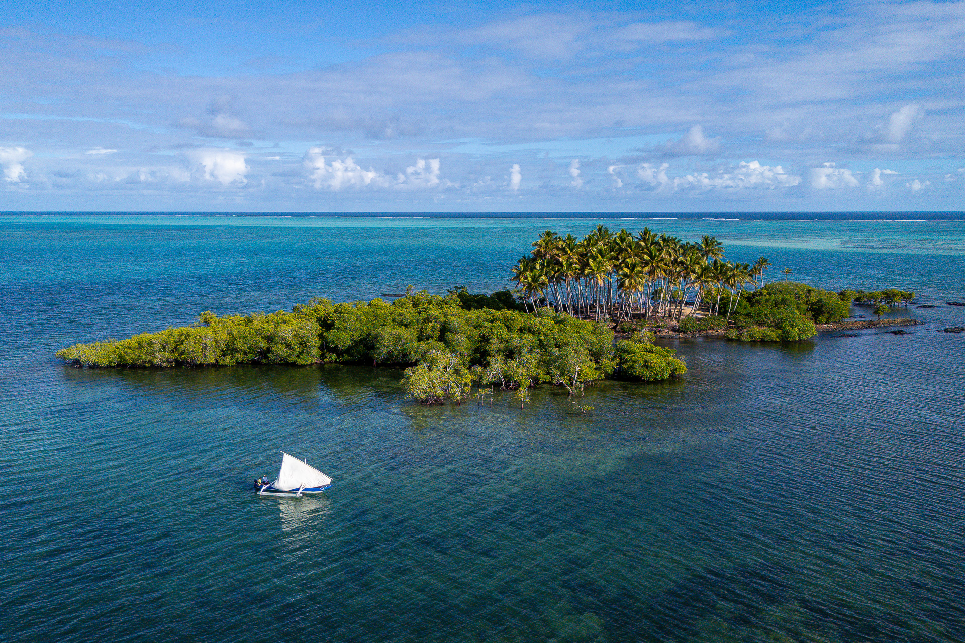 Off the grid in Madagascar — dhow sailing past a palm island